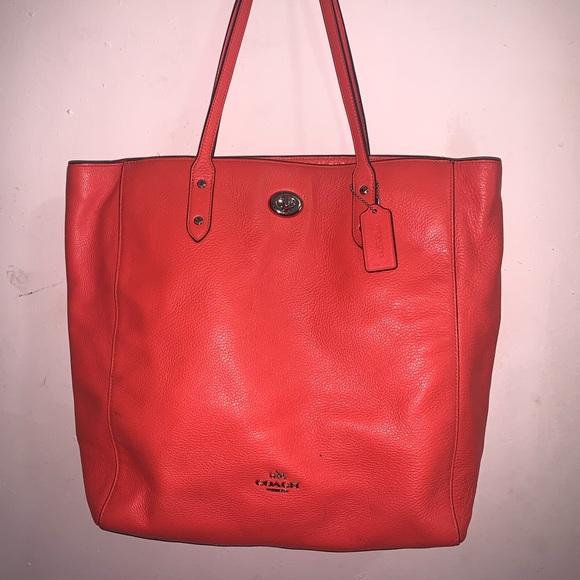 Coach Handbags - Coach Coral Pebbled Leather Turn Lock Town Tote D1792-F12184